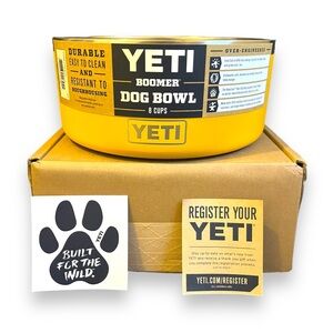 YETI ALPINE YELLOW BOOMER 8 CUP DOG BOWL DISH STAINLESS STEEL NEW